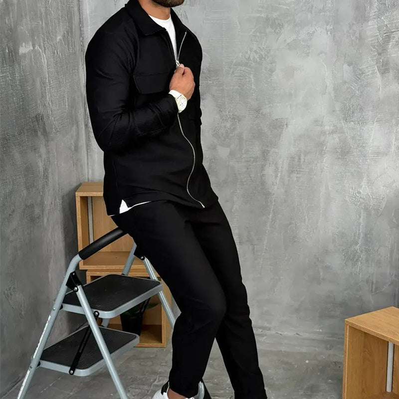 Minimalistisches Herren-Jacket und -Hose, 2-teiliges Set