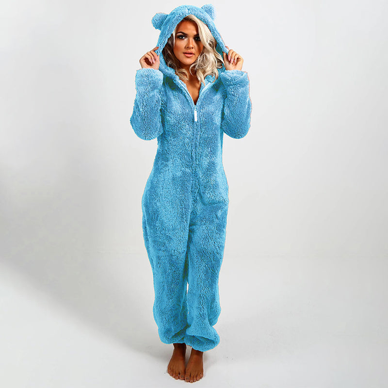 ✨🦊 Combinaison à capuche ultra-douce pour se détendre – tissu pelucheux, design ludique et coupe confortable (Un indispensable pour des moments cocooning à la maison !)
