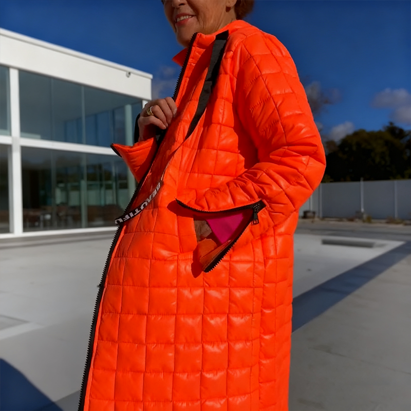 Trendige Lange Stepp-Daunenjacke mit Kapuze für Damen | Winterkollektion 2025 | Weihnachtsrabatt bis –40 % 🎄