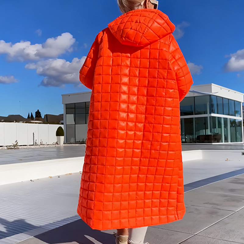 Trendige Lange Stepp-Daunenjacke mit Kapuze für Damen | Winterkollektion 2025 | Weihnachtsrabatt bis –40 % 🎄