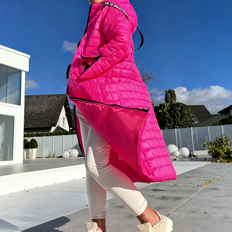 Trendige Lange Stepp-Daunenjacke mit Kapuze für Damen | Winterkollektion 2025 | Weihnachtsrabatt bis –40 % 🎄