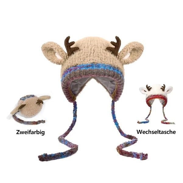 Original Festliche Weihnachtsgeweihmütze – Superweich, Warm & Niedlich ❄️🎅
