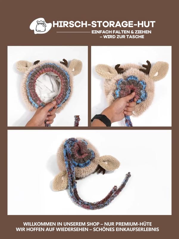 Original Festliche Weihnachtsgeweihmütze – Superweich, Warm & Niedlich ❄️🎅