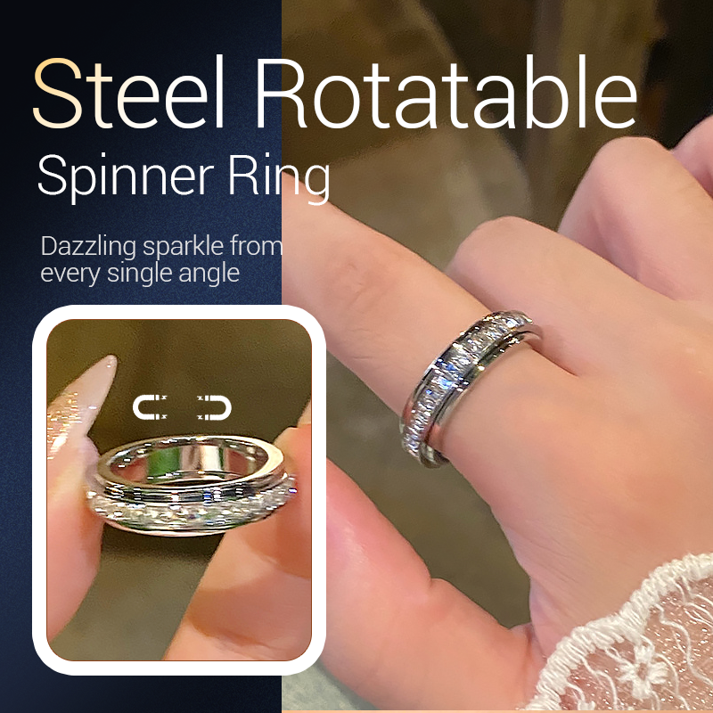 💍 Kuschelwohl™ Rotationsbar Spinnerring aus Titanstahl mit Zirkonia – Funkelnde Eleganz | Weihnachtsrabatt –30 % 🎁