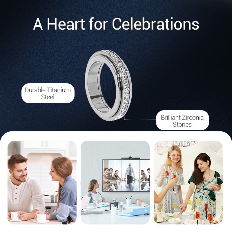 💍 Kuschelwohl™ Rotationsbar Spinnerring aus Titanstahl mit Zirkonia – Funkelnde Eleganz | Weihnachtsrabatt –30 % 🎁