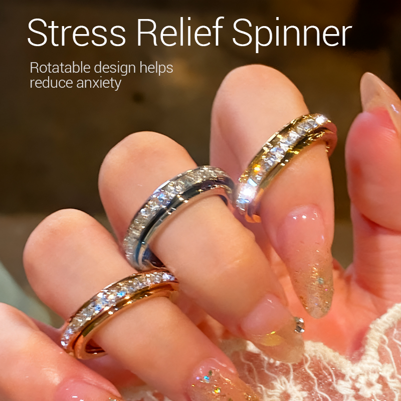 💍 Kuschelwohl™ Rotationsbar Spinnerring aus Titanstahl mit Zirkonia – Funkelnde Eleganz | Weihnachtsrabatt –30 % 🎁