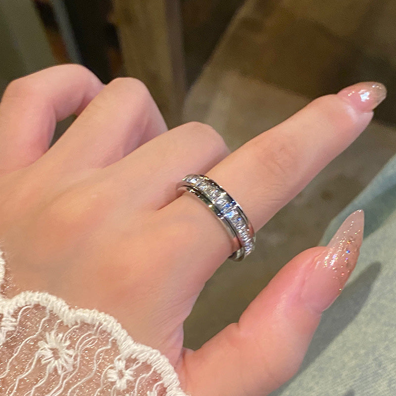 💍 Kuschelwohl™ Rotationsbar Spinnerring aus Titanstahl mit Zirkonia – Funkelnde Eleganz | Weihnachtsrabatt –30 % 🎁