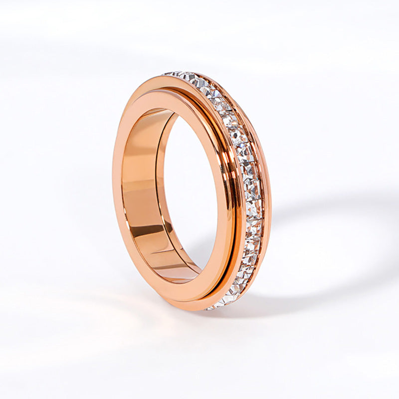 💍 Kuschelwohl™ Rotationsbar Spinnerring aus Titanstahl mit Zirkonia – Funkelnde Eleganz | Weihnachtsrabatt –30 % 🎁