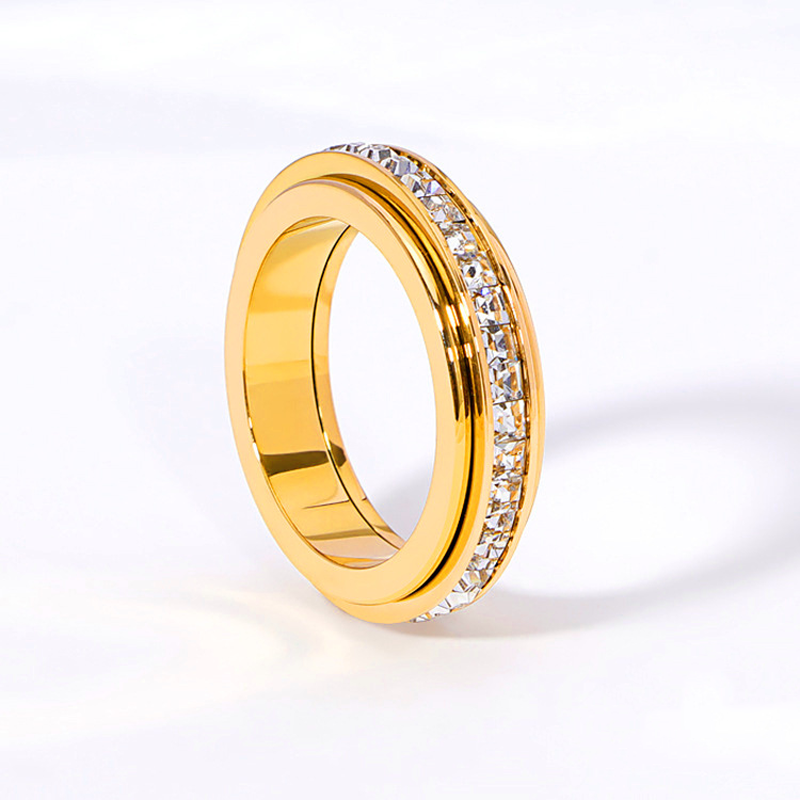 💍 Kuschelwohl™ Rotationsbar Spinnerring aus Titanstahl mit Zirkonia – Funkelnde Eleganz | Weihnachtsrabatt –30 % 🎁