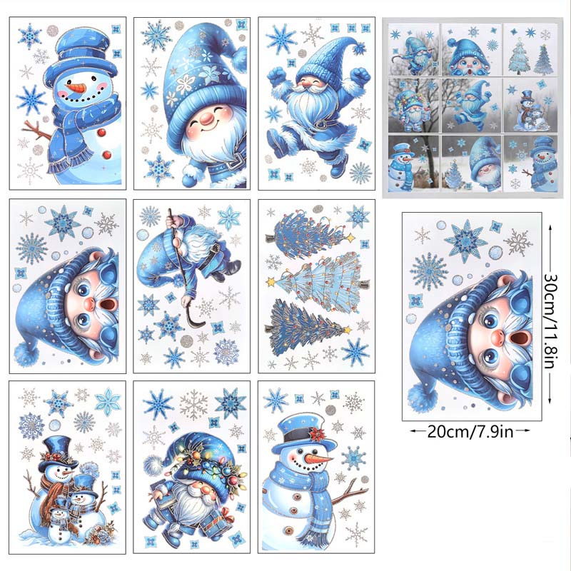 💖 50 % Rabatt!💖Weihnachtliche Glitzer-Fensteraufkleber 9-teilig