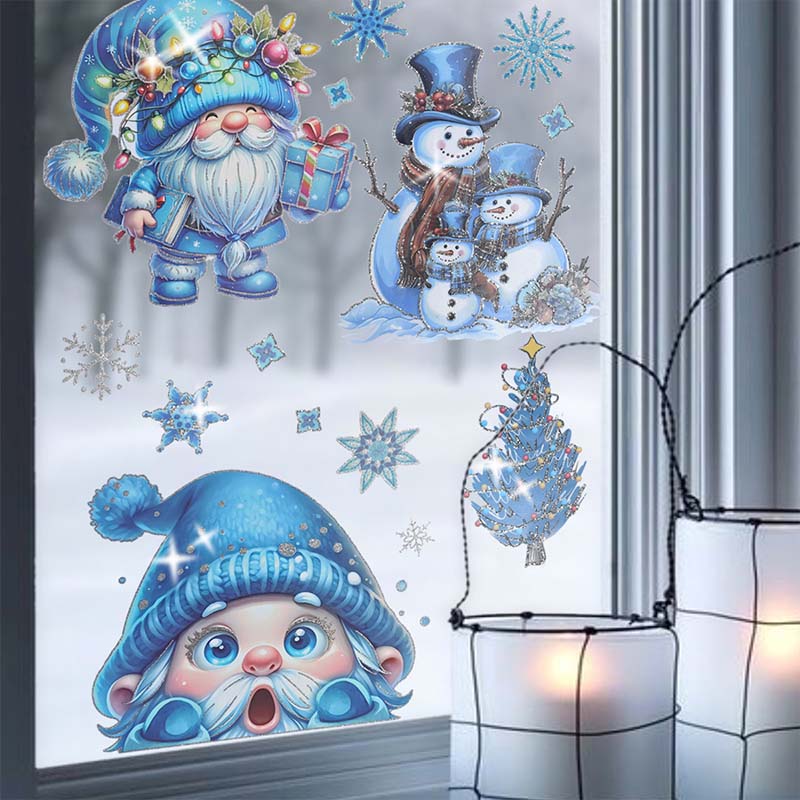 💖 50 % Rabatt!💖Weihnachtliche Glitzer-Fensteraufkleber 9-teilig