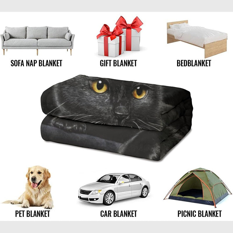 💖Méga offre du Black Friday ! – 50 % de réduction !💖Couette ultra-chaude renforcée avec motif chat noir pour le bord du lit