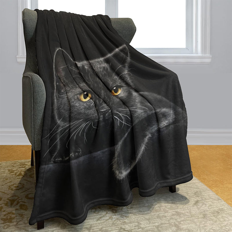 💖Black-Friday-Mega-Angebot – 50 % Rabatt!💖Verstärkte Ultra-Warme Bettdecke mit Schwarz Katze Motiv für die Bettkante