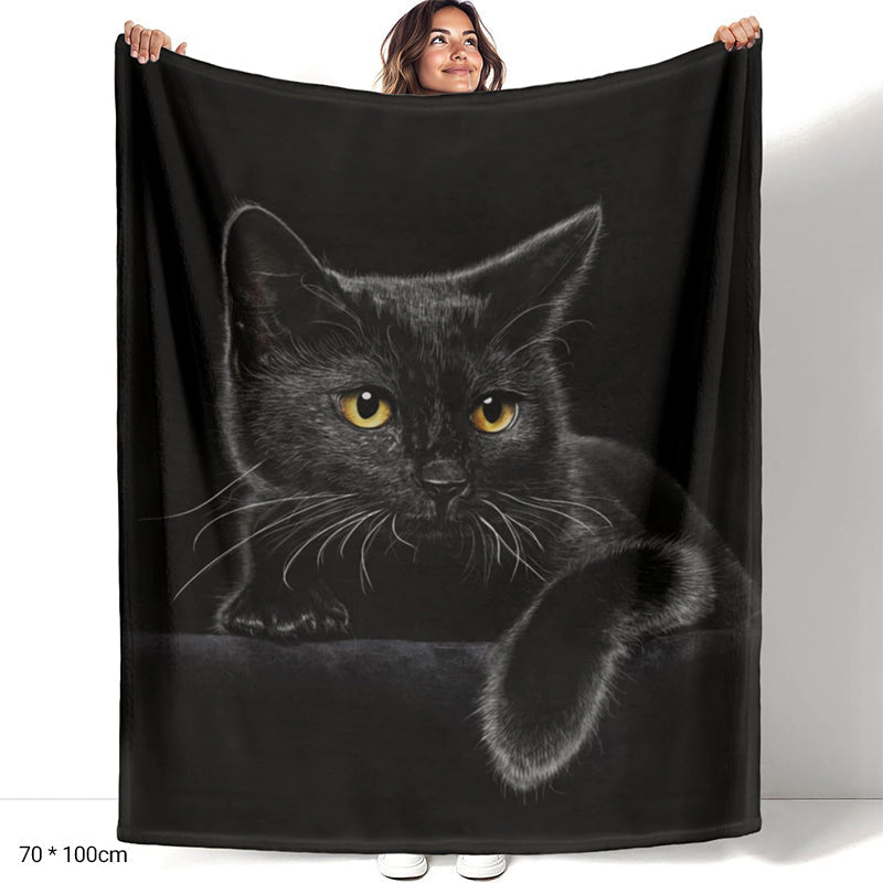 💖Méga offre du Black Friday ! – 50 % de réduction !💖Couette ultra-chaude renforcée avec motif chat noir pour le bord du lit