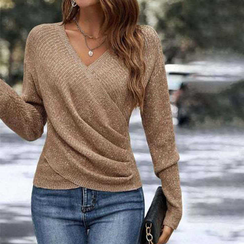 🎁Offre de Noël : 40 % de réduction🎄 | Haut en maille élégant et décontracté à col V pour femme 【Livraison gratuite !!!】
