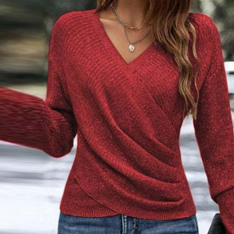 🎁Offre de Noël : 40 % de réduction🎄 | Haut en maille élégant et décontracté à col V pour femme 【Livraison gratuite !!!】