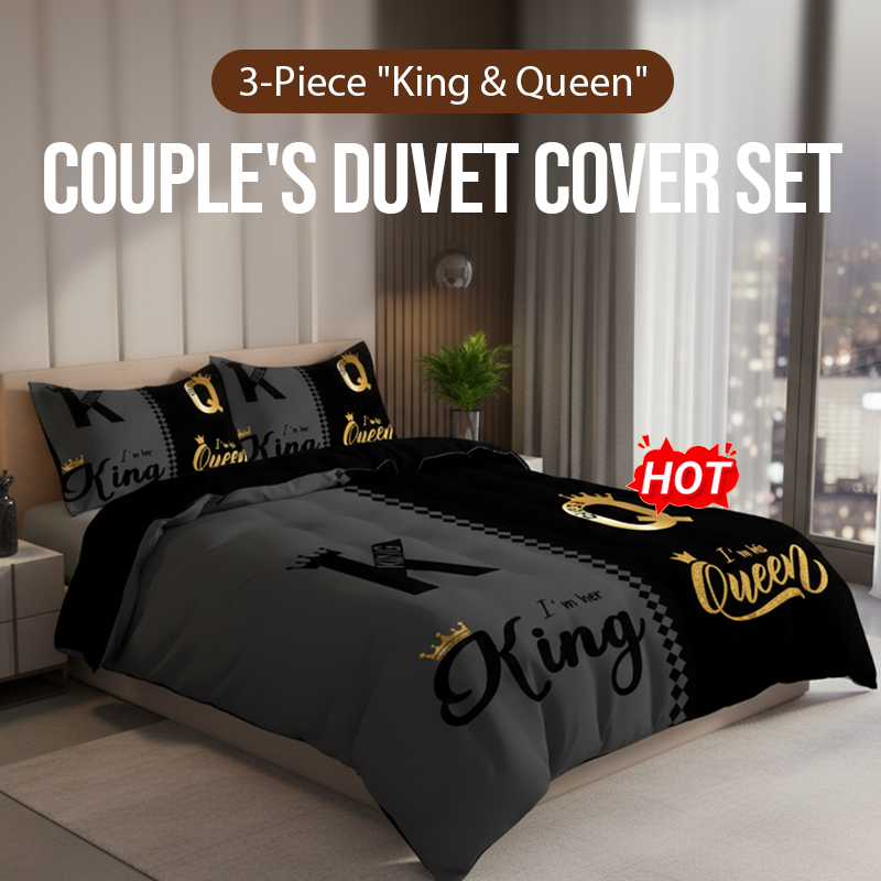 💖Black-Friday-Mega-Angebot – 50 % Rabatt!💖3-teiliges Bettwäscheset „King & Queen“ für Paare