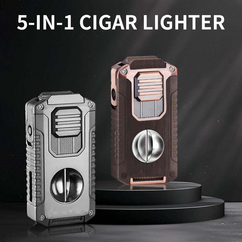 🎅🎁Cadeaux de Noël 🎊Briquet à cigares rechargeable 5 en 1 avec coupe-cigare