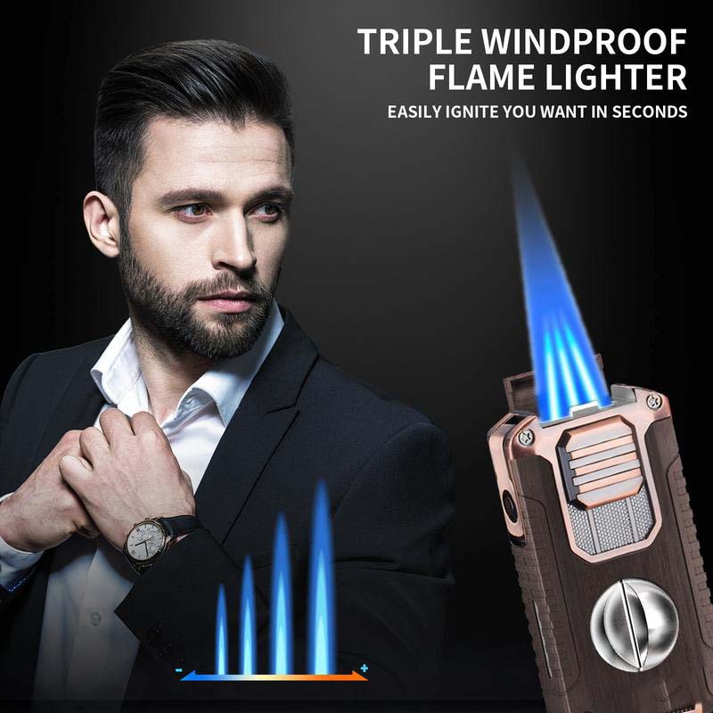 🎅🎁Cadeaux de Noël 🎊Briquet à cigares rechargeable 5 en 1 avec coupe-cigare