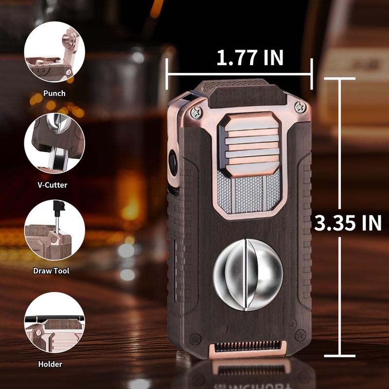 🎅🎁Cadeaux de Noël 🎊Briquet à cigares rechargeable 5 en 1 avec coupe-cigare