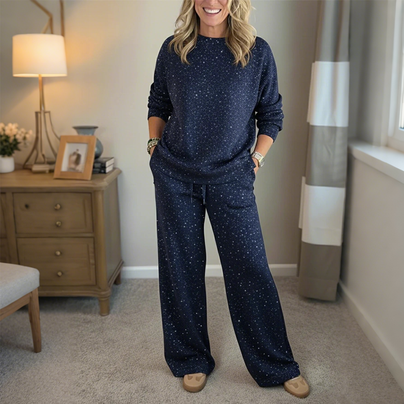 ⌛ Plus que 3 jours ! 50 % de réduction sur tout ! ⏰ Ensemble deux pièces à paillettes pour femme : pull et pantalon