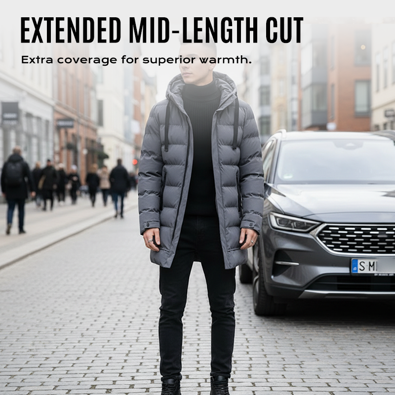 (Geschenk-Tipp) Kuschelwohl™ Mittellange Herren-Steppjacke mit Kapuze – Das perfekte Geschenk für Papa 🎁 – 🎄 Weihnachts-Sale & Sofort-Rabatt