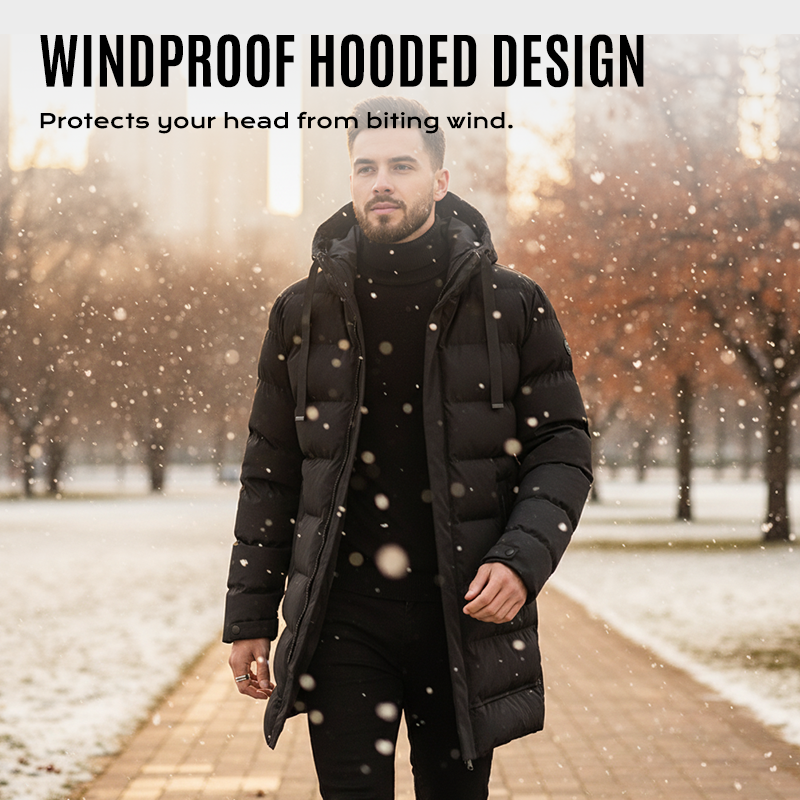 (Geschenk-Tipp) Kuschelwohl™ Mittellange Herren-Steppjacke mit Kapuze – Das perfekte Geschenk für Papa 🎁 – 🎄 Weihnachts-Sale & Sofort-Rabatt