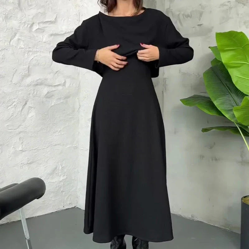 Damen-Rippstrick-2-teiliges Midikleid-Set