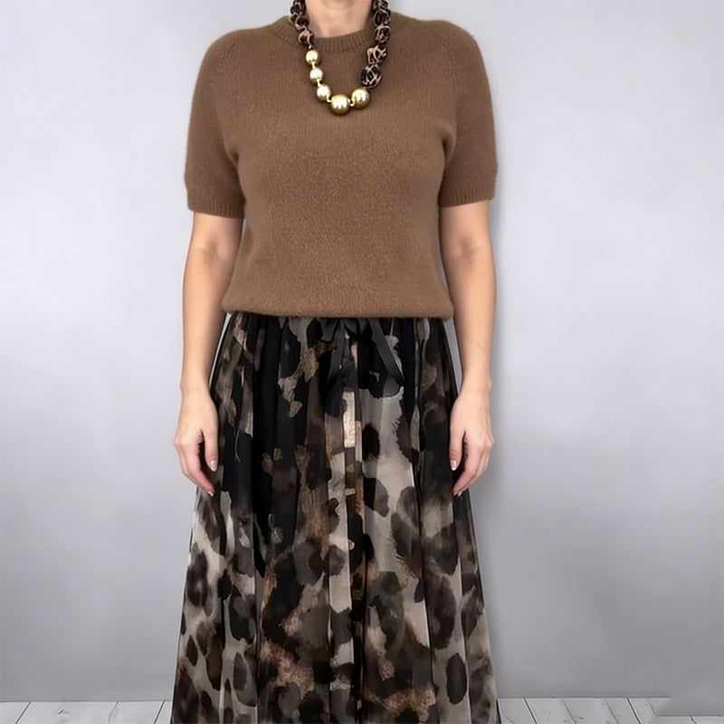 (Neuheiten) Kuschelwohl™ Modisches Set: Strick-Pullover & Flowy Leo-Rock (2-Teilig) – 🎄 Neue Farben & Weihnachts-Sale