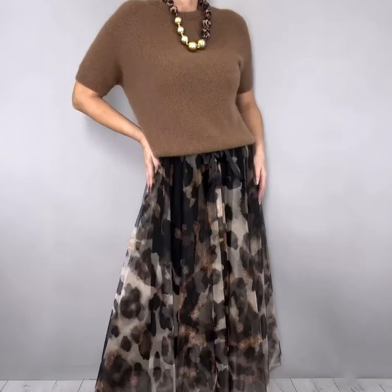 (Neuheiten) Kuschelwohl™ Modisches Set: Strick-Pullover & Flowy Leo-Rock (2-Teilig) – 🎄 Neue Farben & Weihnachts-Sale