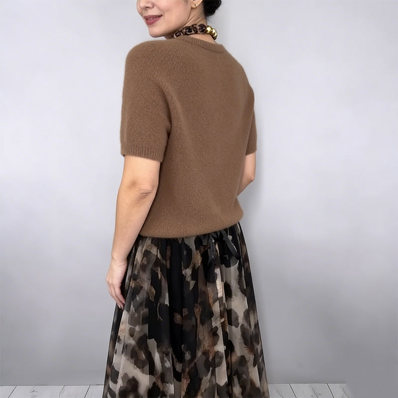 (Neuheiten) Kuschelwohl™ Modisches Set: Strick-Pullover & Flowy Leo-Rock (2-Teilig) – 🎄 Neue Farben & Weihnachts-Sale