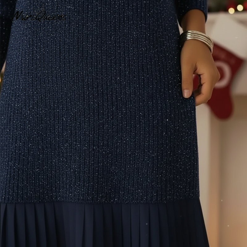 Kuschelwohl™ Glitzer-Kleid mit Revers (A-Linie) – Festlich, Kurz & Hautfreundlich 👗✨ (Weihnachts-Sale)