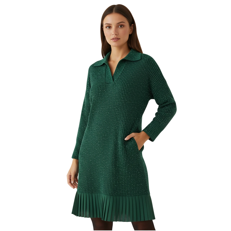 Kuschelwohl™ Glitzer-Kleid mit Revers (A-Linie) – Festlich, Kurz & Hautfreundlich 👗✨ (Weihnachts-Sale)