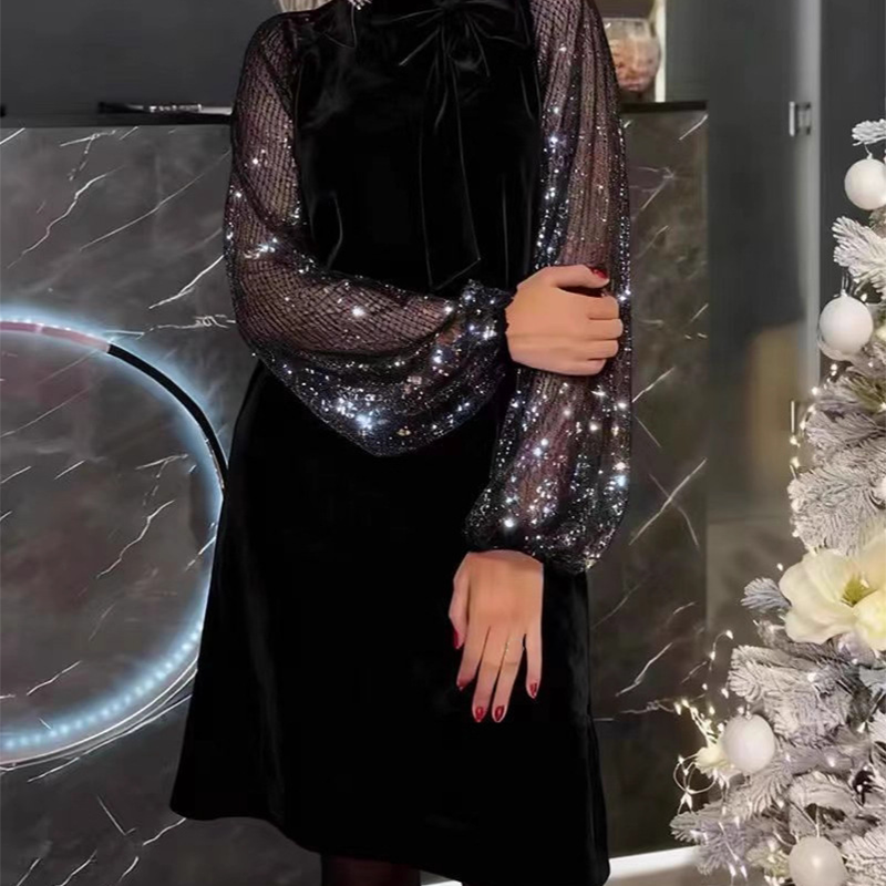 ⌛ Nur noch 3 Tage – 40 % auf alles! ⏰Kuschelwohl® Edles Paillettenkleid mit Schleifen-Detail – Das Original – 40% Weihnachts-Rabatt