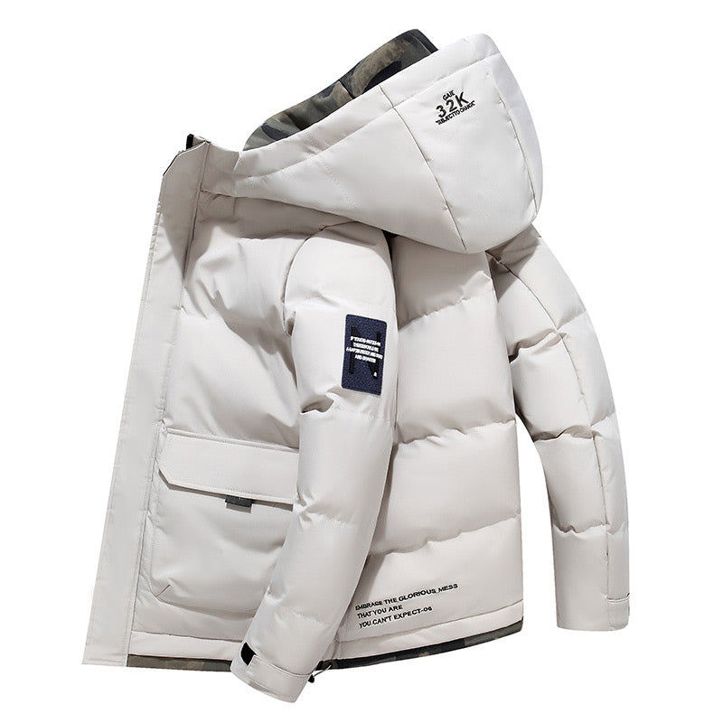Stylische Daunenjacke mit Kapuze aus Baumwolle für Männer