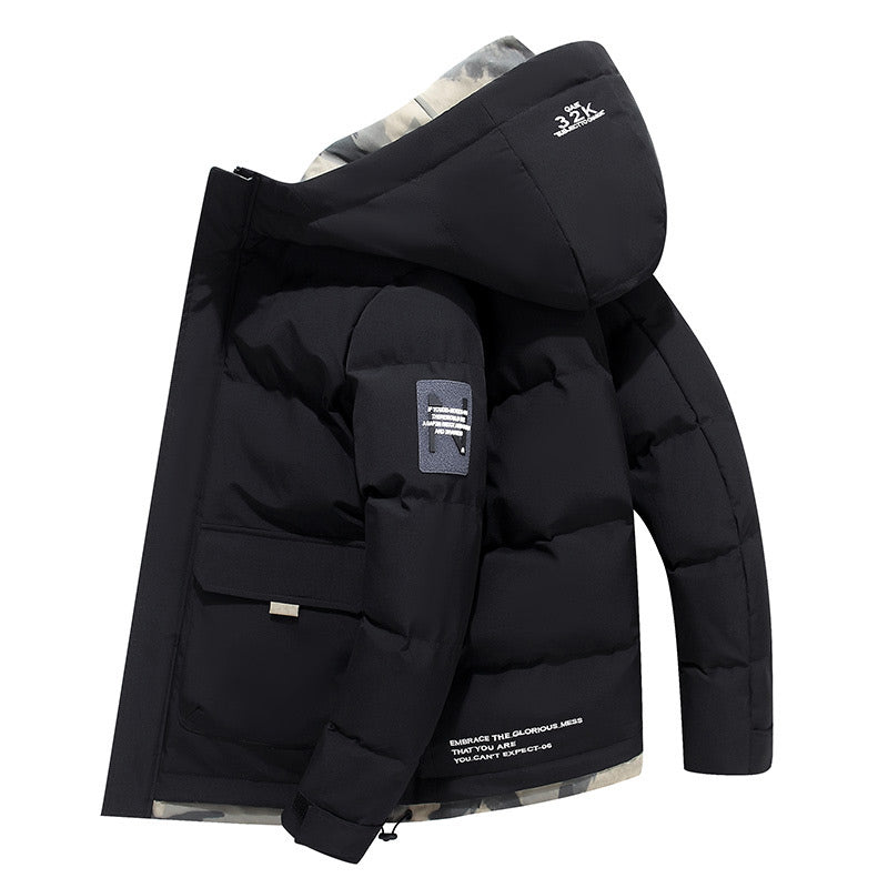 Stylische Daunenjacke mit Kapuze aus Baumwolle für Männer