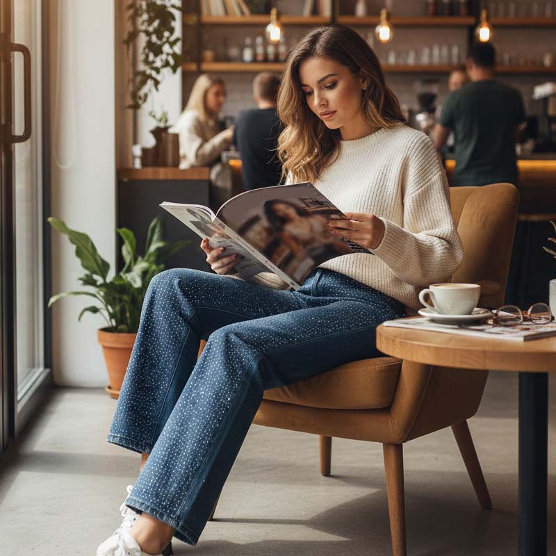 Stylische Damenjeans mit Strassverzierungen
