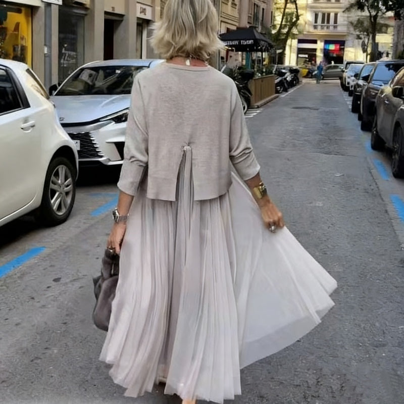 Damen zweiteiliges Set: Langarm-Oberteil und ärmelloses Kleid