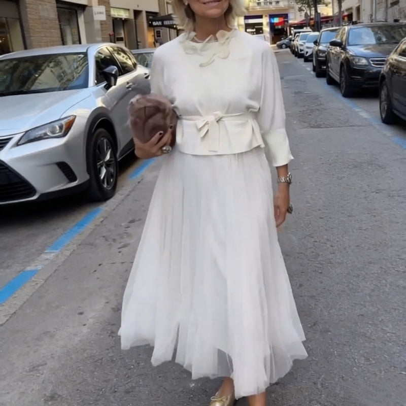 Damen zweiteiliges Set: Langarm-Oberteil und ärmelloses Kleid