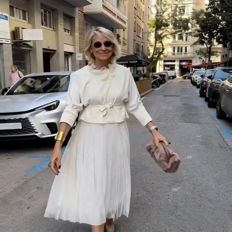 Damen zweiteiliges Set: Langarm-Oberteil und ärmelloses Kleid