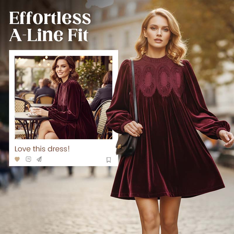 👗Vintage-inspiriertes Tunikakleid mit Spitzeneinsatz