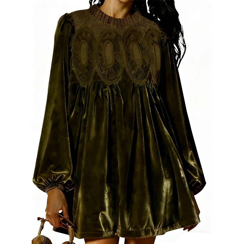 👗Vintage-inspiriertes Tunikakleid mit Spitzeneinsatz