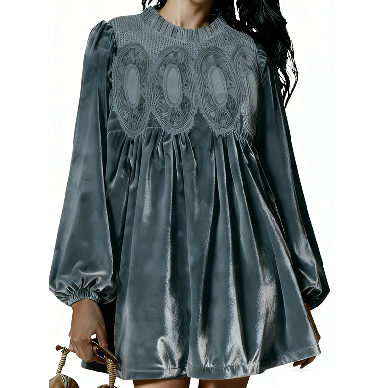 👗Vintage-inspiriertes Tunikakleid mit Spitzeneinsatz