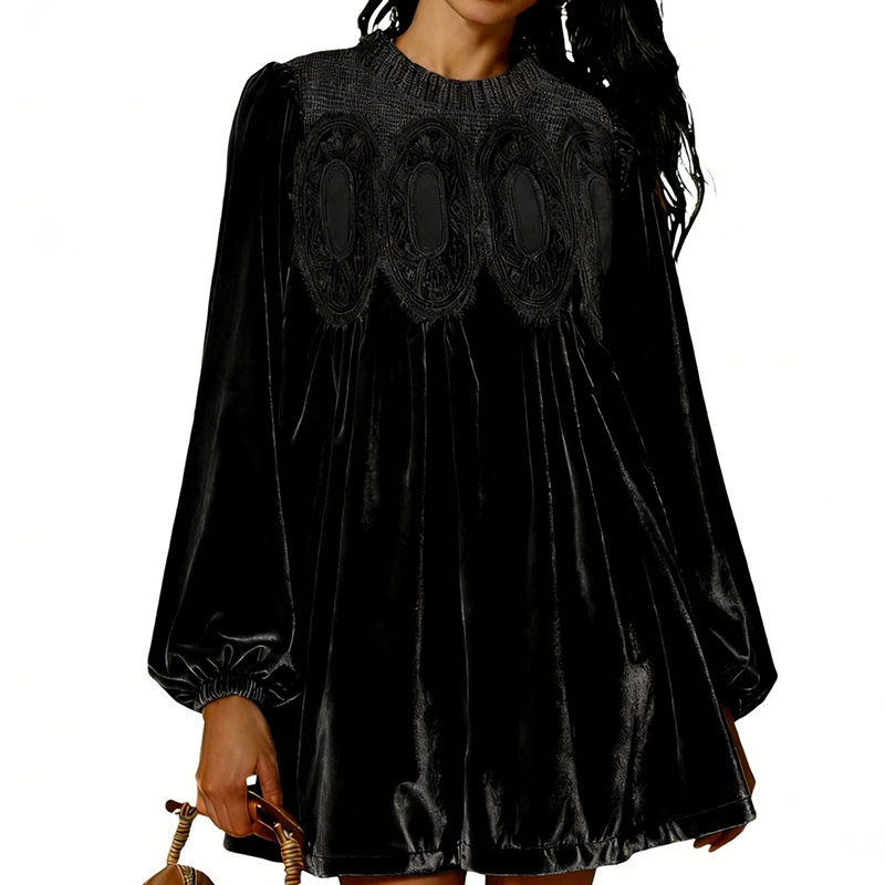 👗Vintage-inspiriertes Tunikakleid mit Spitzeneinsatz