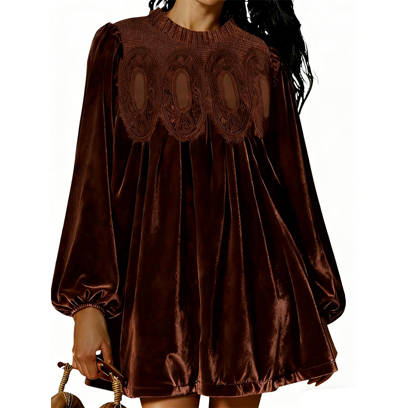 👗Vintage-inspiriertes Tunikakleid mit Spitzeneinsatz