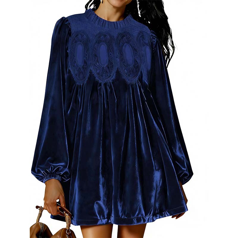 👗Vintage-inspiriertes Tunikakleid mit Spitzeneinsatz