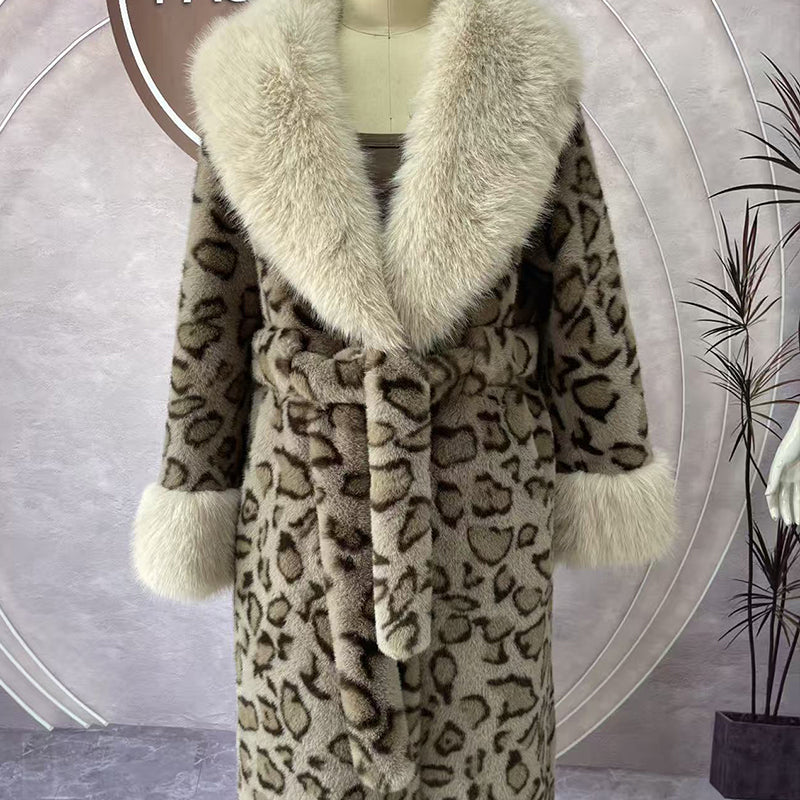 Winter-Räumungsverkauf✨🎅Weihnachtsangebote – Nur für kurze Zeit!⏰Damens Leopardenmuster-Mantel aus kuscheligem Kunstpelz mit Gürtel🧥