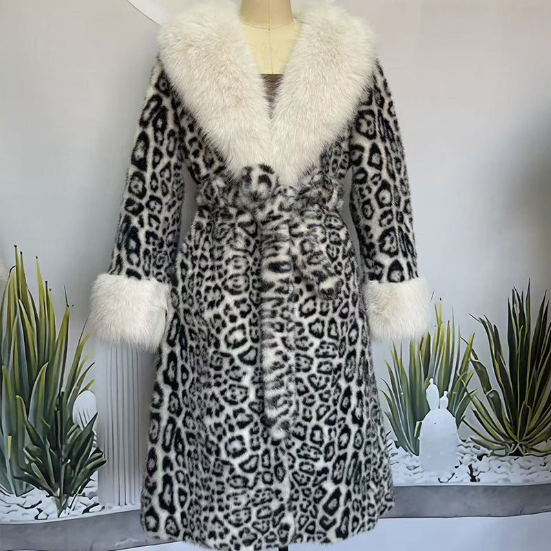 Winter-Räumungsverkauf✨🎅Weihnachtsangebote – Nur für kurze Zeit!⏰Damens Leopardenmuster-Mantel aus kuscheligem Kunstpelz mit Gürtel🧥