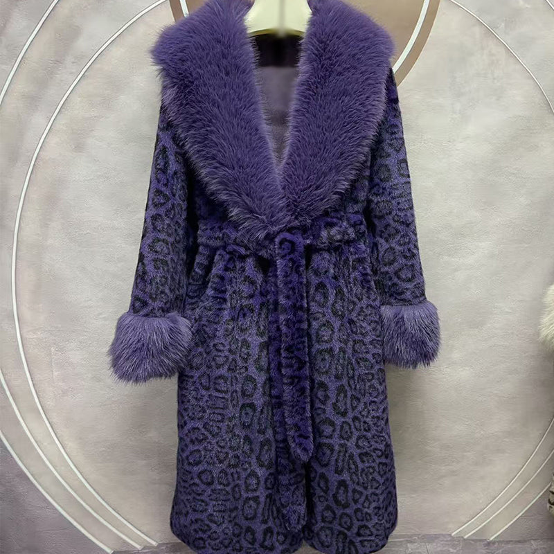 Winter-Räumungsverkauf✨🎅Weihnachtsangebote – Nur für kurze Zeit!⏰Damens Leopardenmuster-Mantel aus kuscheligem Kunstpelz mit Gürtel🧥