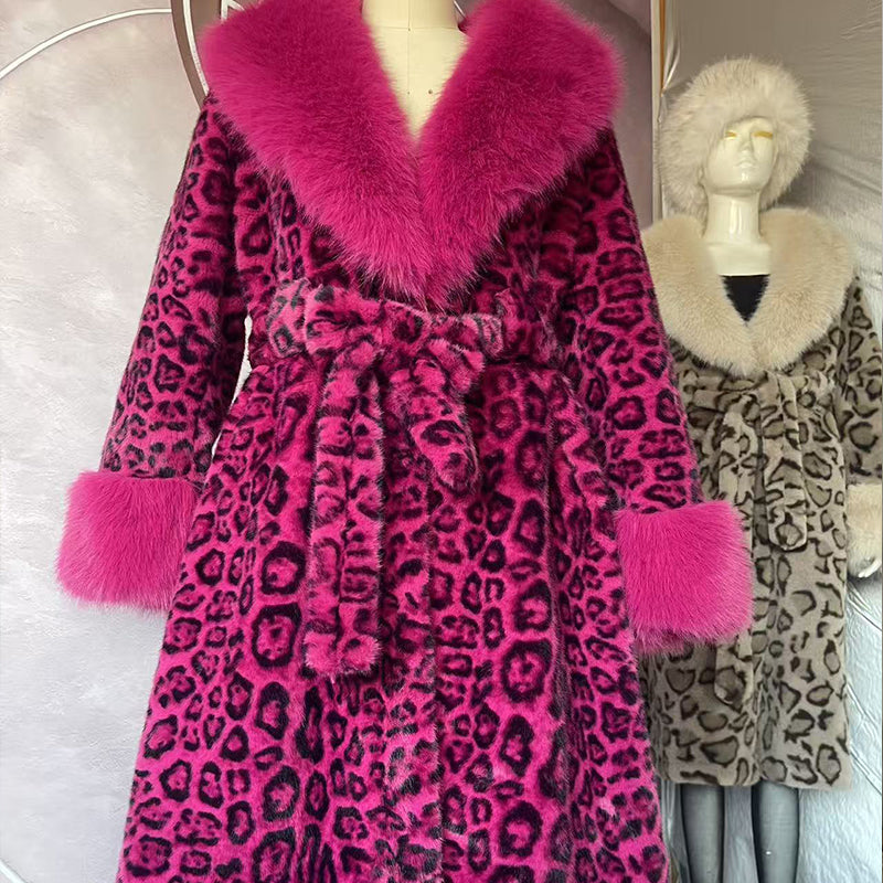 Winter-Räumungsverkauf✨🎅Weihnachtsangebote – Nur für kurze Zeit!⏰Damens Leopardenmuster-Mantel aus kuscheligem Kunstpelz mit Gürtel🧥